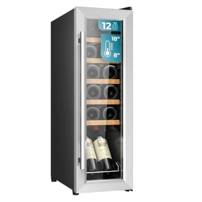Abbildung von Cecotec Bolero GrandSommelier 1250 CoolWood Weinkühlschrank für 12 Flaschen, einstellbare Temperatur von 8 18 C, LED und Holzregale