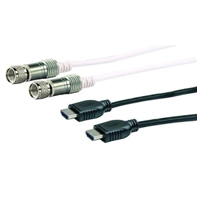 Abbildung von Schwaiger HDTV SAT Anschlussset mit 1x High Speed HDMI Kabel Ethernet, 1,5m, schwarz &amp; Anschlusskabel 110 dB, weiß