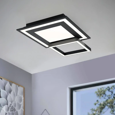 Abbildung von Eglo 900025 LED Deckenleuchte SAVATARILA Z weiss schwarz L:45 B:45 H:7cm dimmbar 2700 6500K mit Connect Funktion