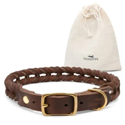 Abbildung von Freudentier Hunde Halsband AlsterTwist Kollektion, Leder, handgeflochten