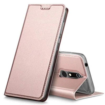 Abbildung von Verco Handyhülle für Nokia 5.1, Premium Handy Flip Cover 5.1 Hülle [integr. Magnet] Book Case PU Leder Tasche [Nokia 5 2018], Rosegold