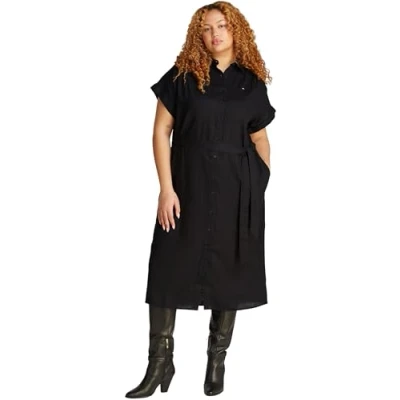 Abbildung von Tommy Hilfiger Curve Belted MIDI Dress Blusenkleid, Damen, Größe: 54, Black