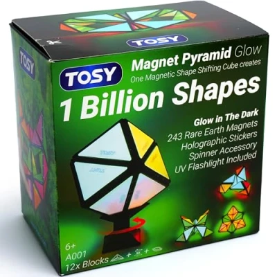 Abbildung von TOSY Magnet Pyramid Glow 1 Würfel verwandelt Sich in Milliarde Formen, 243 Seltenerdmagnete, leuchtendes Design, Spinner Zubehör, Zappel /Puzzle Spielzeug, Ostern/Valentinstag/Geburtstagsgeschenk
