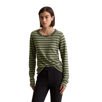 Abbildung von Marc O&#039;Polo Denim Crewneck SLUB YD Langarmshirt, Damen, Größe: Large, Medium green