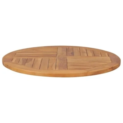 Abbildung von vidaXL Teak Massiv Tischplatte Massivholzplatte Holzplatte Ersatztischplatte Holz Platte für Esstisch Esszimmertisch Rund 2,5cm 80cm