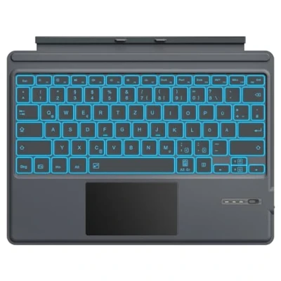 Abbildung von MoKo Deutsch Tastatur Kompatibel mit Microsoft Surface Pro 7 Plus/Pro 7/Pro 6/Pro 5/Pro 4/Pro 3, QWERTZ Layout Bluetooth Trackpad, Farben Hinterlicht, Wiederaufladbarer Akku, Grau