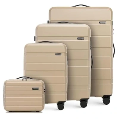 Abbildung von WITTCHEN COMODO Line Kofferset Reisekoffer Hartgepäck aus ABS TSA Schloss Größe (S+M+L+Kosmetikkoffer) Beige