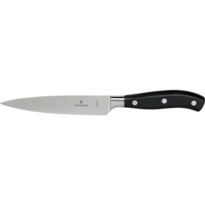 Abbildung von Victorinox, Grand Maître, Profi Kochmesser, Extra Scharfe Klinge, gerader Schliff, 15 cm, Robuster Kunststoffgriff, Rostfreier Stahl, schwarz