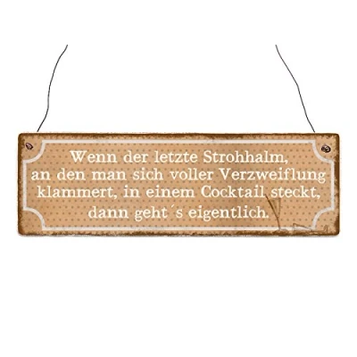 Abbildung von Interluxe Holzschild WENN DER LETZTE STROHHALM Spruch Alkohol Lustig Geschenk