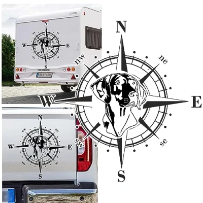 Abbildung von Rakelfix Weimaraner Kompass Aufkleber Apassbar Wohnmobil Auto Autoaufkleber Sticker Kompassrose Windrose Camper