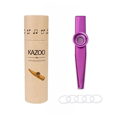 Abbildung von Alnicov Metal Kazoo, Aluminiumlegierung Kazoo mit 5 Flötenmembranen und einer schönen Box für Musikinstrument Ukulele Guitar Partners (Lila)