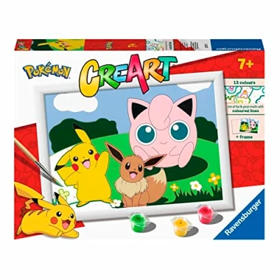 Abbildung von Ravensburger CreArt Pokemon Classics Malen nach Zahlen Kits für Kinder &amp; Erwachsene ab 7 Jahren Bastelset, Grün