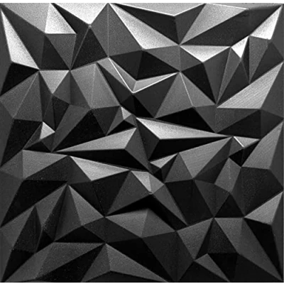 Abbildung von Deccart 3D Wandpaneele Wandverkleidung Decke Deckenverkleidung Paneele Deckenplatten Wall Deko Panel Wand Styropor Panels Polystyrol 50x50 cm Amethyst Schwarz, 5 m2, 20 Stück