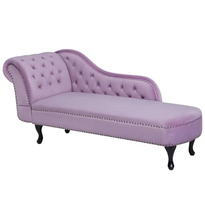 Abbildung von Retro Chaiselongue Samtstoff rechtsseitig rosa Nimes