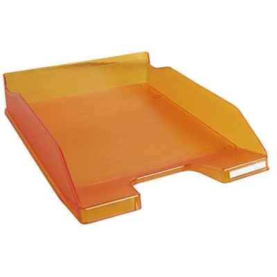 Abbildung von Exacompta 11346D 6er Pack Premium Briefablage Combo Midi DIN A4. Ideale Briefkörbe für Ihre Organisation. Robuste und stapelbare Ablagekörbe mandarine translucent