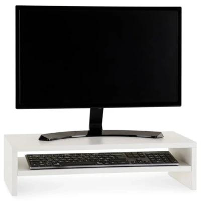 Abbildung von IDIMEX Monitorständer Connect mit Ablagefach, weiß Schreibtisch Aufsatzregal, Monitorerhöhung für Laptop, Bildschirmerhöhung ergonomisch, Organizer