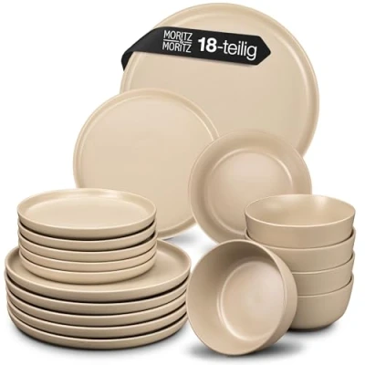 Abbildung von Moritz &amp; Tafelservice NORDIC 18tlg Geschirrset Taupe (18 tlg), 6 Personen, Steinzeug, Kombigeschirr für Personen