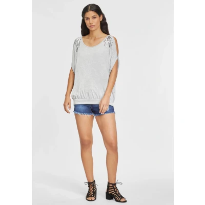 Abbildung von Lascana Tshirt print graumeliert, Damen, Größe: 36/38, Grau meliert