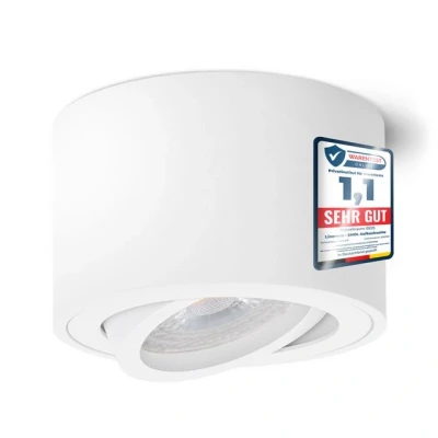 Abbildung von linovum LED Aufbaustrahler Aufbauleuchte SMOL schwenkbar in weiss matt &amp; rund mit 4W, Leuchtmittel inklusive