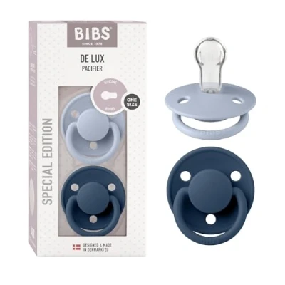 Abbildung von BIBS De Lux Schnuller 2er Pack Silikon One Size Rund, Dusty Blue/Steel Blue