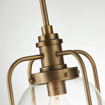 Abbildung von Elstead Lighting QN Triocent P NBR QUINTIESSE Hängeleuchte E27 1x40W IP44 Naturmessing, Glas klar H:31cm Ø24cm dimmbar höhenverstellbar