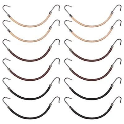 Abbildung von 15 Stück elastische Bänder Haarstyling Pferdeschwanz Haken, Schwarz, Braun und Blond