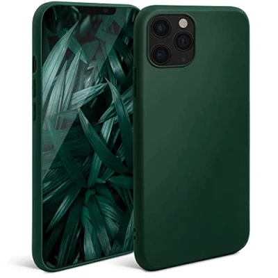 Abbildung von Moozy Minimalist Series Silikon Hülle für iPhone 11 Pro Max, Dunkelgrün Mattes Finish, Dünne, Weiche TPU Handyhülle Schutzhülle