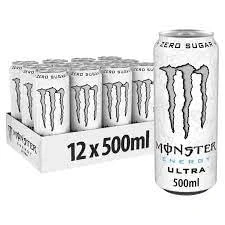 Abbildung von Monster Energy Ultra White koffeinhaltiger Drink mit sanftem Zitrus Geschmack ohne Zucker und Kalorien in praktischen Einweg Dosen (24 x 500 ml)