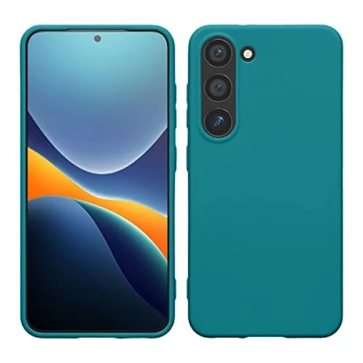 Abbildung von kwmobile Hülle kompatibel mit Samsung Galaxy S23 TPU Silikon Handyhülle Case stoßabsorbierend flexibel Kabelloses Laden Petrol matt