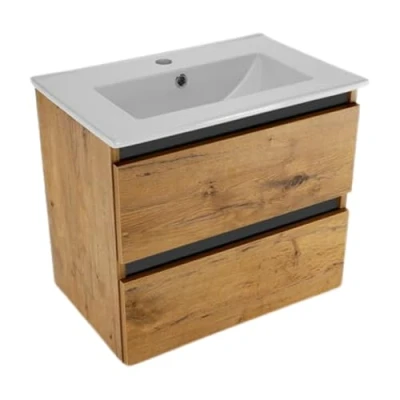 Abbildung von Paplinskioebel Bad Hängeschrank, Badezimmerschrank mit Waschbecken 60 x 51,5 39 cm, Kleiner Waschbeckenschrank, Gästebadschrank, Schubladen