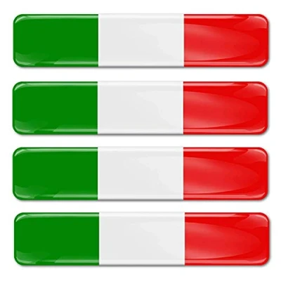 Abbildung von SkinoEu® 4 x Aufkleber 3D Gel Silikon Stickers Italien Flagge Autoaufkleber Italy Flag Fahne F 13