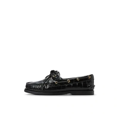 Abbildung von Sperry Authentic 2 Eye Damen Bootsschuhe Aus Schwarzem Leder