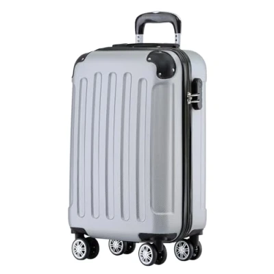 Abbildung von BEIBYE Hartschalen Koffer Trolley Rollkoffer Reisekoffer Handgepäck 4 Rollen (M L XL Set) (Silber, M)