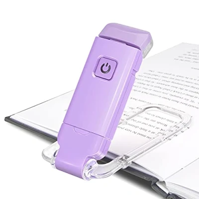 Abbildung von HONWELL Leselampe Buch Klemme Buchlampe Leselicht USB Wiederaufladbare LED Klemmleuchte Dimmbar Bettleuchte Augenpflegendes 3 Farbtemperatur Modi für Kinder und Bücherwürmer, Violett
