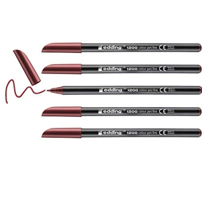 Abbildung von edding 1200 Fasermaler fein englisch rot 5 Stifte Rundspitze 1 mm Filzstift zum Zeichnen und Schreiben für Schule, Mandala