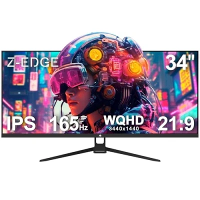 Abbildung von Z Edge 34 Zoll Gaming Monitor 165Hz(DP) 100Hz(HDMI) 1ms MPRT, 21:9 Ultrawide, WQHD 3440x1440 IPS Bildschirm, FreeSync, HDMI, DisplayPort Schwarz