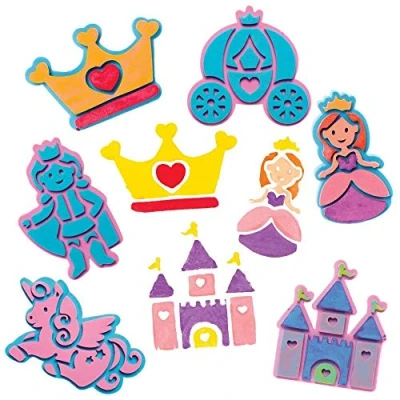 Abbildung von Baker Ross FE307 Prinzessinnen Bastelschaum Stempel, 10 Stück, Bastelstempel, Stempelsets für Kinder, ideal Kinder Kunst und Bastelprojekte