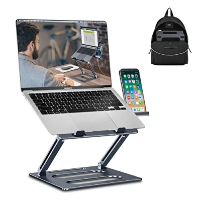 Abbildung von xuenair Verstellbarer Laptop Ständer für den Schreibtisch, tragbarer Telefonhalter, Faltbarer Computerständer MacBook Pro Air Dell Hp More 10 17 Zoll Laptops Grau