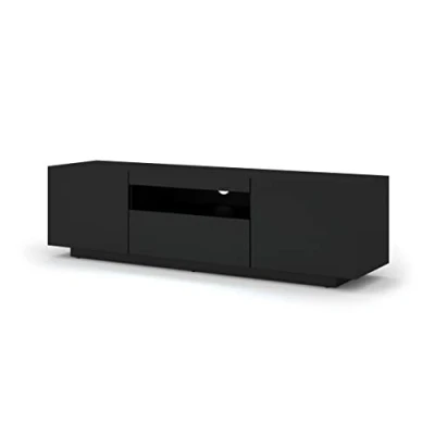 Abbildung von BIM Furniture Lowboard TV Schrank Aura 150 cm Hängend oder Stehen universal Unterschrank Fernsehschrank Board Sideboard HiFi Tisch Hängender (Schwarze Matte ohne LED)