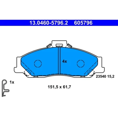 Abbildung von ATE 13.0460 5796.2 Bremsbelagsatz mit akustischer Verschleißwarnung Zubehör FORD: Ranger Mk2, MAZDA: B Serie Pickup, BT 50 Pickup