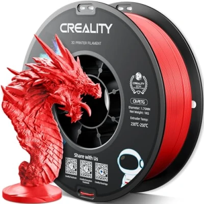 Abbildung von Creality PETG Filament 1.75mm, Hohe Präzision, Starke Zähigkeit, Geruchlos, Besserer Fluss, 1kg 3D Drucker Filament, 1.75mm Maßgenauigkeit +/ 0.03mm, Rot