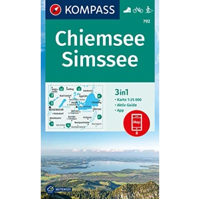 Abbildung von KOMPASS Wanderkarte 792 Chiemsee, Simssee 1:25.000: 3in1 Wanderkarte, mit Aktiv Guide inklusive Karte zur offline Verwendung in der App. Fahrradfahren. Langlaufen.