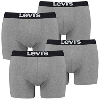 Abbildung von Levi&#039;s Solid Basic Boxer 2 PACK Panties, Herren, Größe: XXL, Middle grey melange