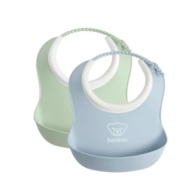 Abbildung von BabyBjörn Lätzchen Set 2er Pack, Hellgrün/Hellblau