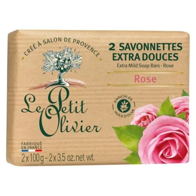 Abbildung von Seife aus der Provence von Le Petit Olivier : Rose mit Ölen und Parfümen Stadt Grasse In Provence. einer Packung sind 2 x 100gr.