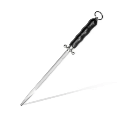 Abbildung von EIKASO Solingen Germany Wetzstahl rund mit Holzgriff 26cm Länge grob Profi Messerschärfer Messerschleifer geeignet für Küchenmesser Hobbyköche und Profiköche