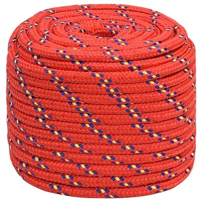 Abbildung von vidaXL Bootsseil Ankerleine Festmacher Tauwerk PP Leine Seil Tau Polypropylenseil Geflochten Flechtleine Rot 18mm 25m Polypropylen