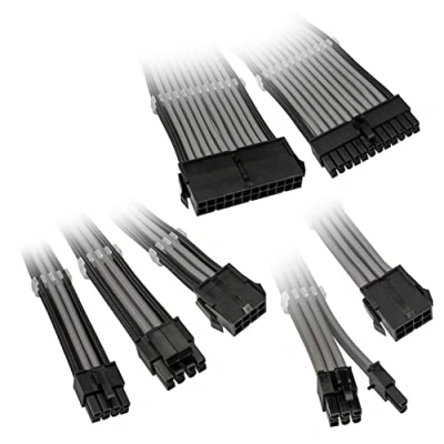 Abbildung von KOLINK Sechs Kabelverlängerungssätze Sleeved Cable Kit Enthält 24 polige 4+4 8 und 6+2 Pc Kabel PCIe Funktioniert mit 5.0 (Grau)