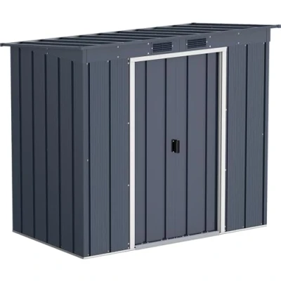 Abbildung von Duramax ECO 6 x 4 (2.17 m²) Metallgerätehaus mit Steildach, Gartenhaus aus feuerverzinktem Metall Geräteschuppen, robuste und verstärkte Dachkonstruktion, wetterfester Metallschuppen, Anthrazit