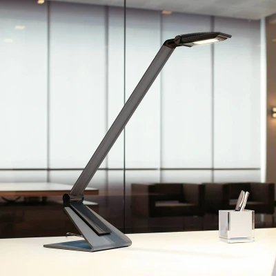 Abbildung von MAUL Schreibtischlampe MAULsolaris Moderne Designlampe mit homogener Lichtverteilung und Blendschutz LED 4000 Kelvin Verbessertem Thermo Management Anthrazit